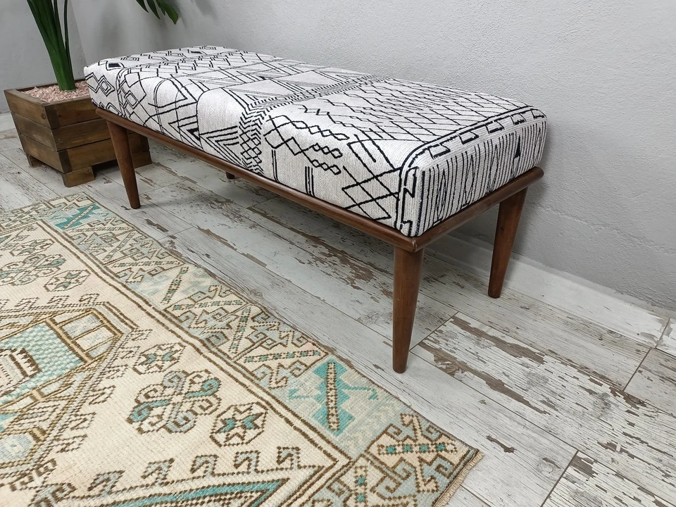 Ottoman bench, Footstool bench, Bedroom bench, Ethnic bench, Upholstered bench - Image 3 of 4