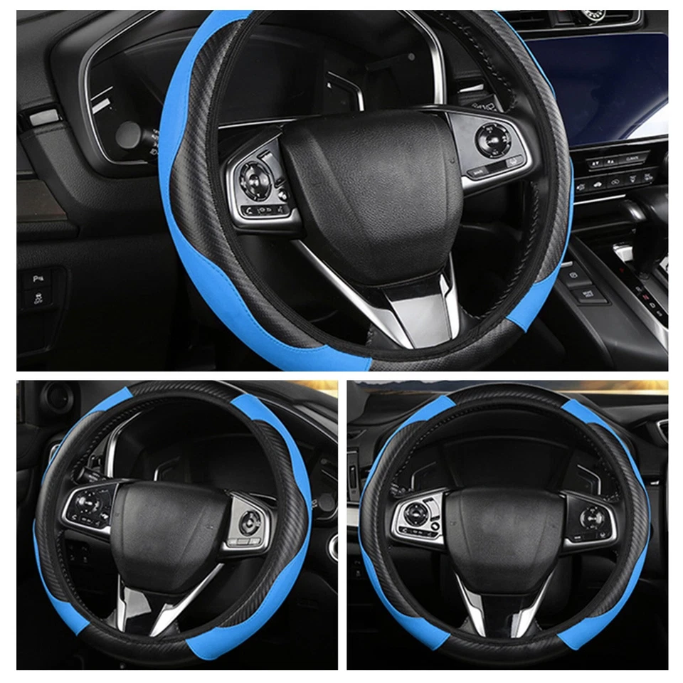 Cubierta de volante transpirable antideslizante de fibra de carbono para Toyota de 15"" Foto 2 de 4