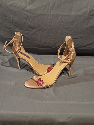 INC International Concepts Rayelle Pink Bisque Sz 10M Strappy Heel Satin - Picture 7 of 11
