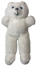 Vintage SUPERIOR TOY AND NOVELTY Plush Stuffed Animal White Bear With Blue Eyes