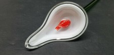 ART GLASS WHITE CALLA LILY RED SWIRL CENTER LONG STEM GLASS FLOWER 20"