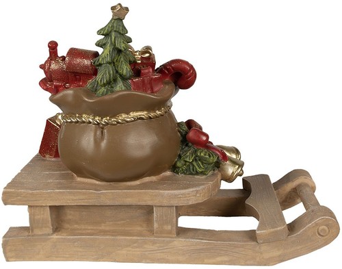 Dekoration Weihnachtsgeschenke auf Schlitten Braun, Rot 38x16x29 cm - Bild 4 von 4