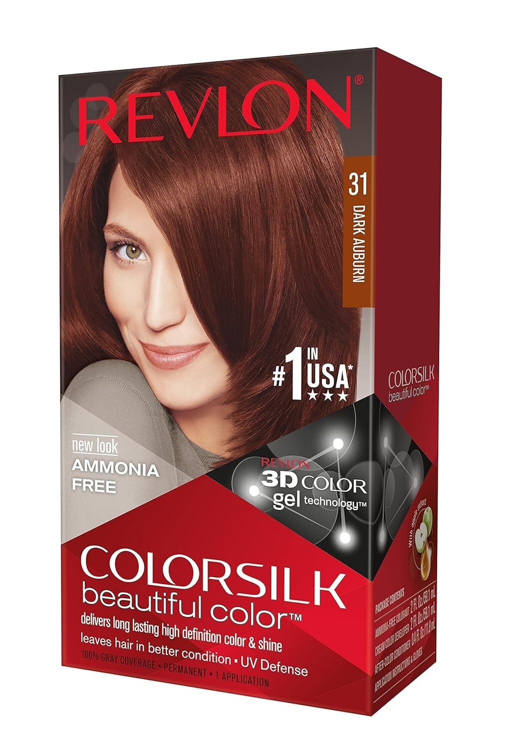 Revlon Color Silk with Bond Repair Complex, #31 Dark Auburn (Pack of 1 ...