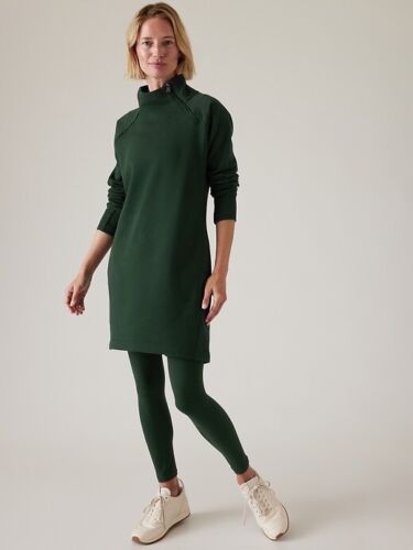 ATHLETA Cozy Karma Sweatshirt Dress LT Large Tall L T Seaweed Snack #787313 NEW - Picture 1 of 6