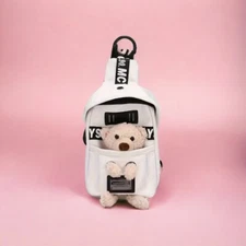 Crossbody Canvas Bag Mini Chest Bag Kids Belt Bag Plush Carrier Cute Gift White