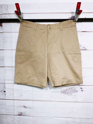 Lee Womens Relaxed Fit Mid Rise Shorts Size 18 Khaki Pockets