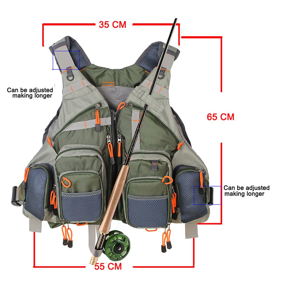 Fly Fishing Vest Pack For Men Adjustable Size Breathable Mutil-Pocket ...