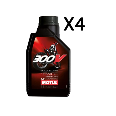 Huile Moto Motul 300V 15W60 Factory Line Off Road Racing 100% Synthétique 4 L - Photo 1/4