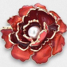 Pretty Peony Flower Brooches Pins for Women Enamel Party Casual Jewelry Gifts