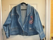 Vintage Guess Women's Denim Jacket With Sequins Sz Xl