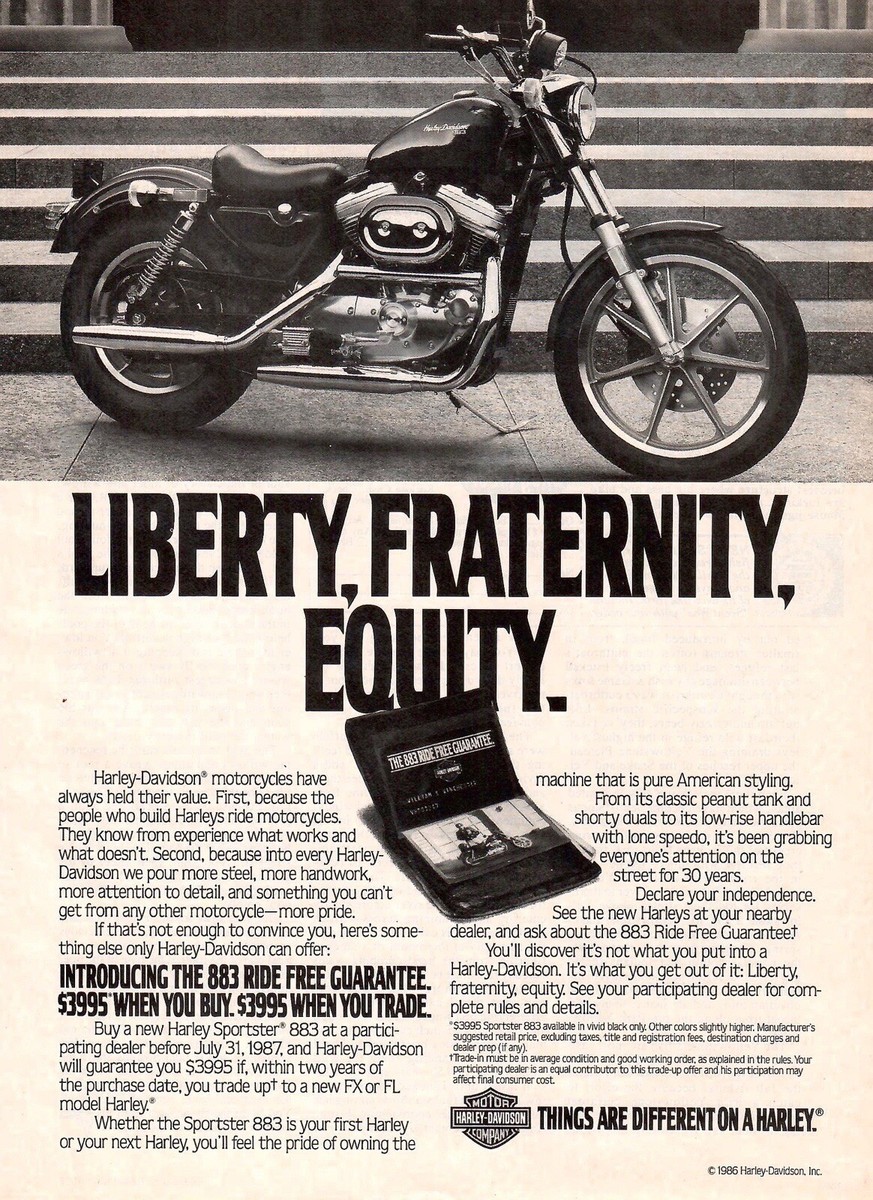 VINTAGE 1986 Harley Davidson Sportster Print Ad | eBay