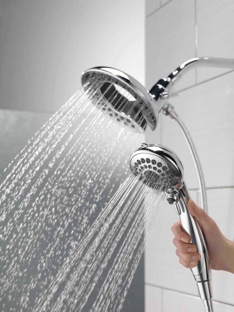 Delta In2ition Chrome 6.5-in Round Dual/Combo Shower Head 2.5 GPM Delta In2ition Chrome 6.5-in Round Dual/Combo Shower Head 2.5 GPM