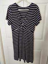 Torrid 2 Twist Front Navy And Beige Striped Jersey Dress