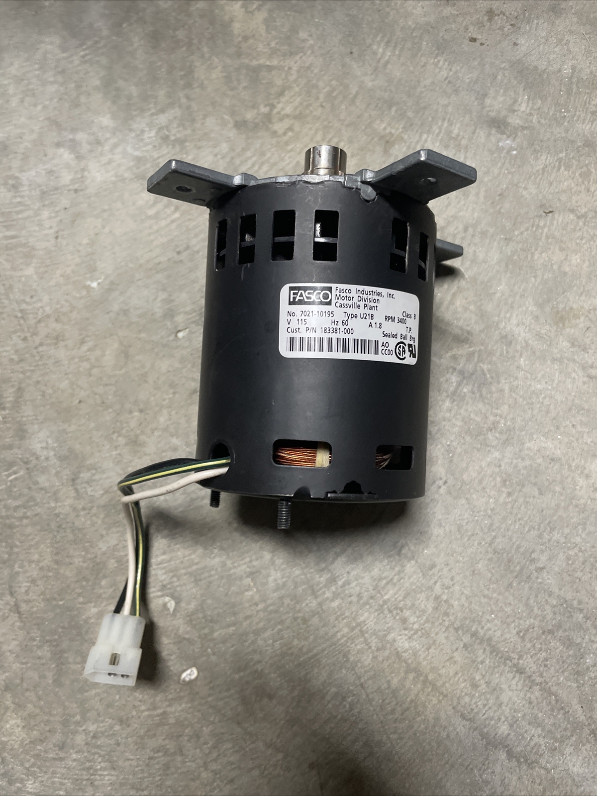 Fasco Blower Motor Type U21B 702110195 115V 60Hz 3400 RPM eBay