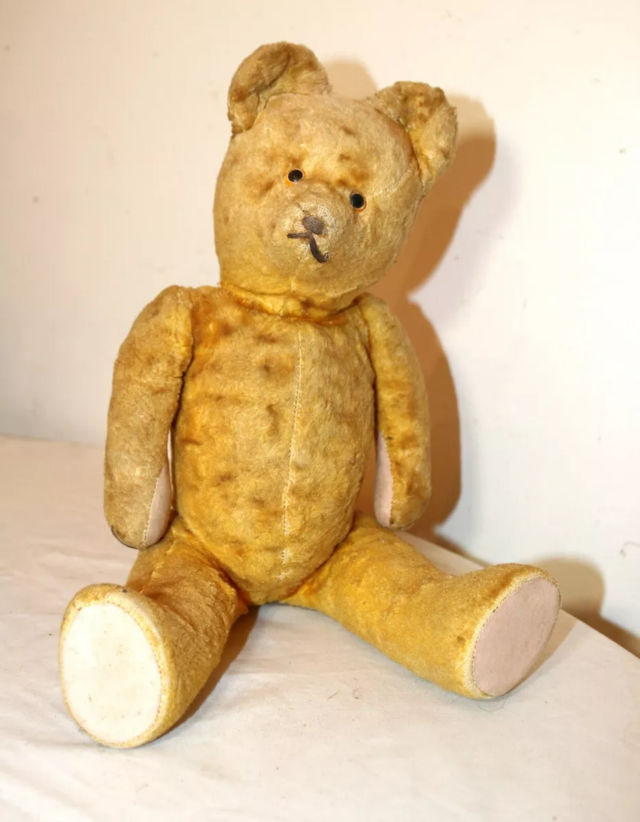 rare antique handmade straw filled mohair jointed talking growling