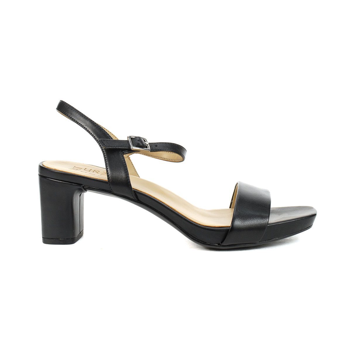Naturalizer Ivy Black Leather Heeled Sandals