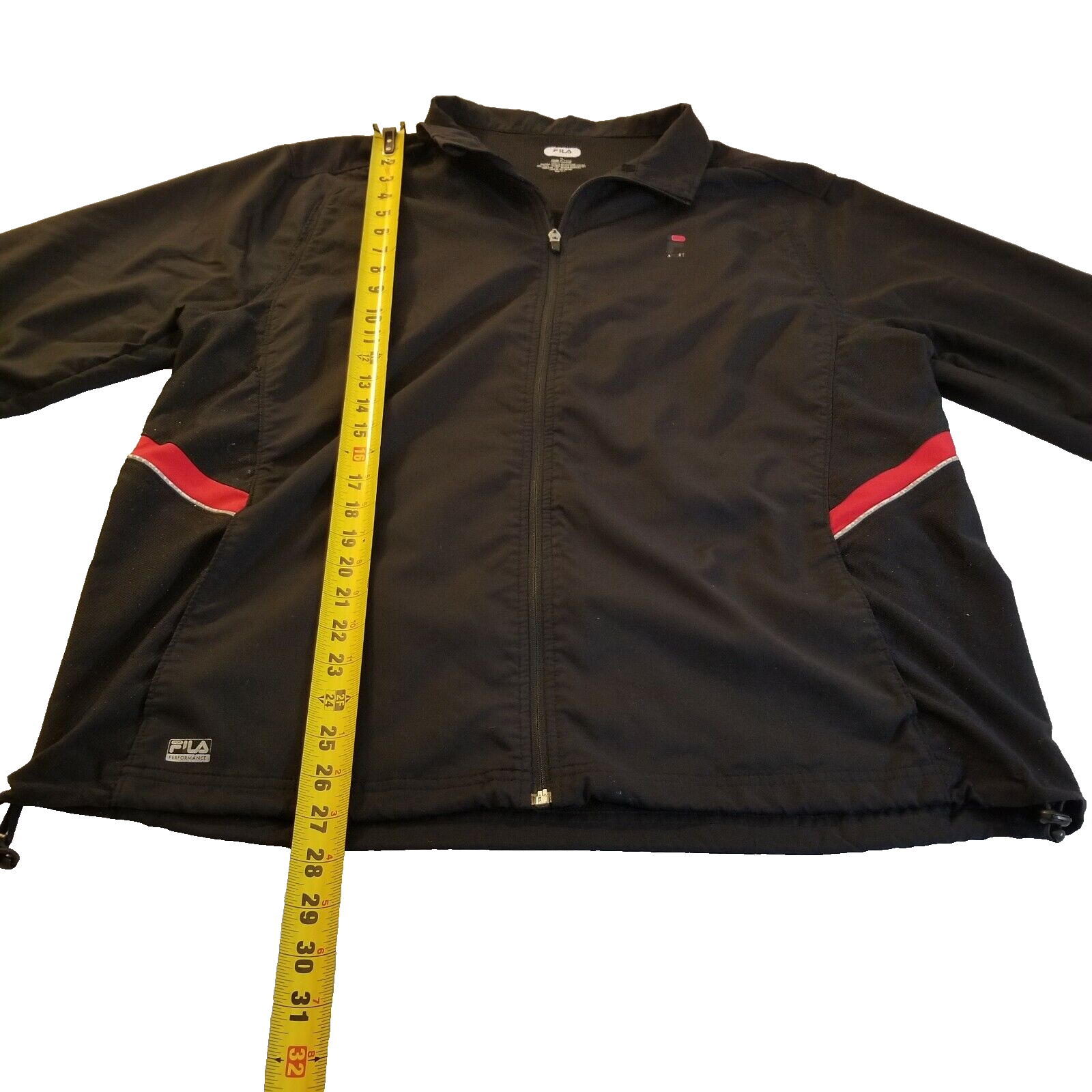 FILA Men's Size XL Black with Red Zip Up Track Windbreaker Jacket.
