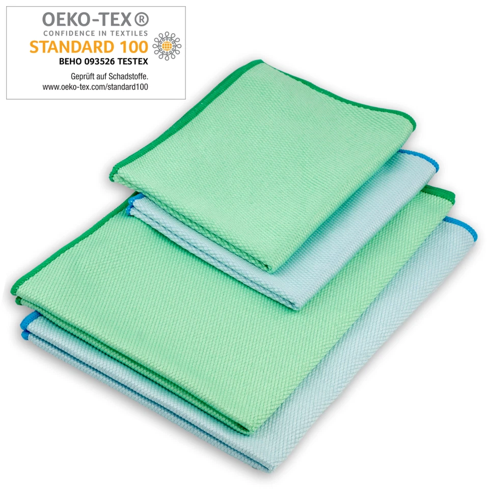 ELEXACLEAN Mikrofaser Fenstertuch streifenfrei (4 Stück, 60x40 cm & 40x30 cm)