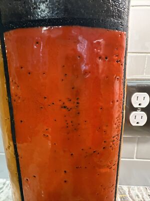 Aldo Londi Bitossi Vase, 1960's Ceramic Mondrian, Y/Or/Br Glaze