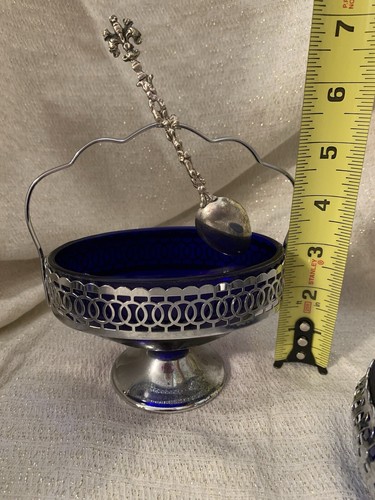 Ciotola vintage inglese Sheffield crema/zucchero/condimento acciaio inox cromo piatto cobalto - Foto 17 di 24