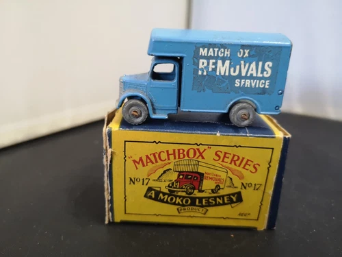 P730-MATCHBOX LESNEY No17A BLUE BEDFORD REMOVALS VAN WITH BOX