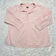 Talbots Blouse Womens 22 Classic Collared Pullover Cotton Long Sleeve Plus