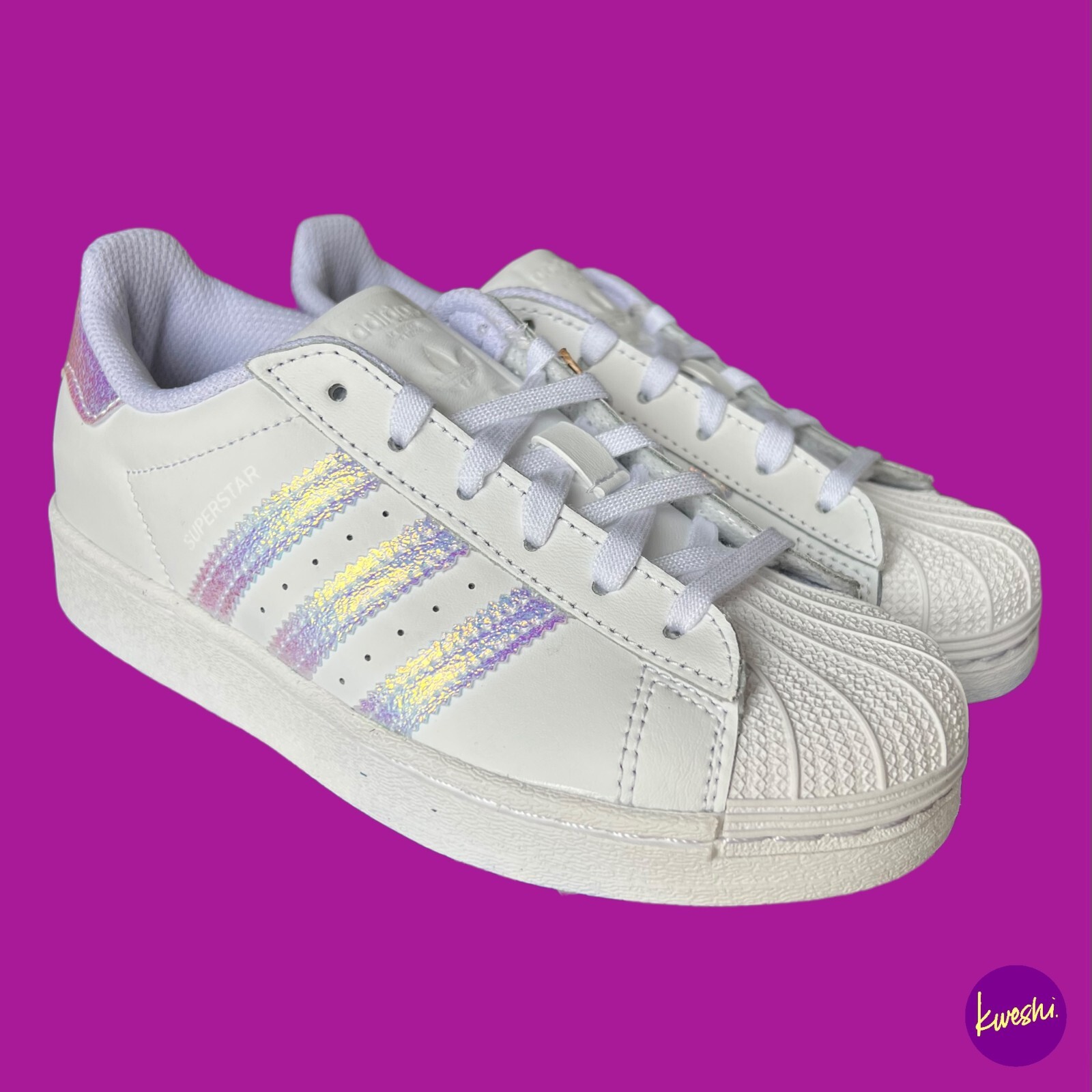 ADIDAS Originals Girl’s Superstar Leather Sneakers, Cloud White, UK 13.5/FR 32 ADIDAS Originals Girl’s Superstar Leather Sneakers, Cloud White, UK 13.5/FR 32