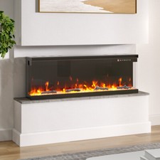 Image of 40 60 80'' Electric Inset Fire 9 Color LED Fireplace 3 Sided Panoramic Freestand
