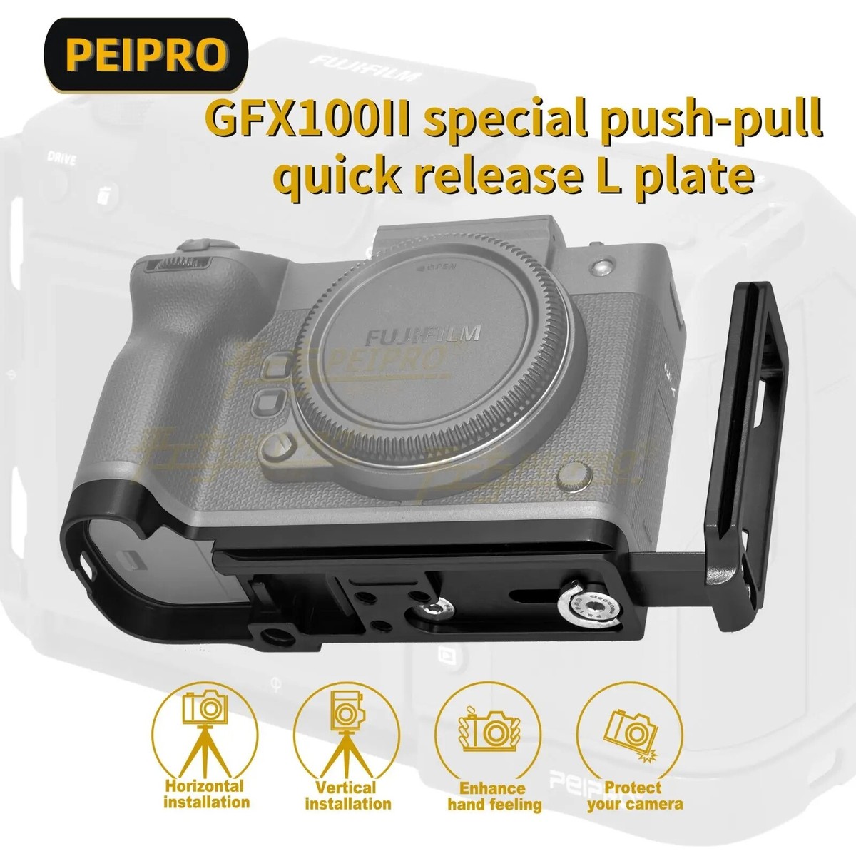 PEIPRO Metal Quick Release L-Bracket Hand Grip Plate for Fujifilm