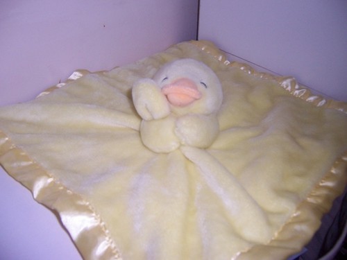 Carters Yellow duck silky lovey blanket security blanket