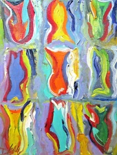 Abstract Fish by Delilah Art Original impressionism collectible 14x11 oil