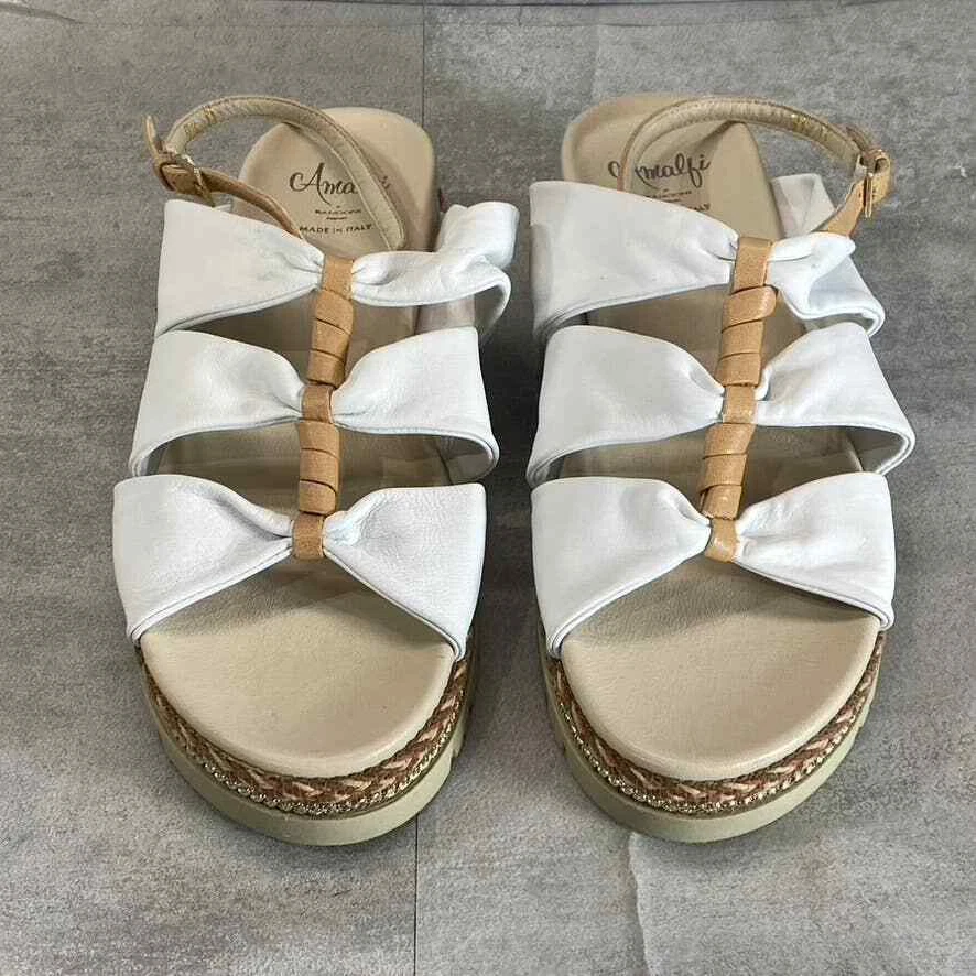 Amalfi By Rangoni Women's White Parmasoft Leather Brent Platform Sandals SZ 9.5 - Image 3 of 4