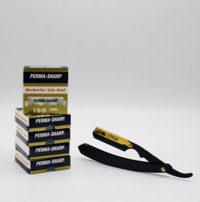 500 PERMA SHARP BLADES & CUT THROAT SHAPE UP DETAILING RAZOR MADE IN RUSSIA
