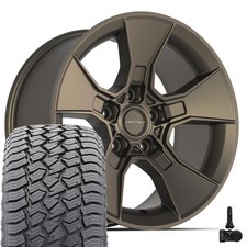 Set4 Defiant Df02 17x8.5 Satin Bronze Wheels 26570r17 At2 Tires Tpms 5x127