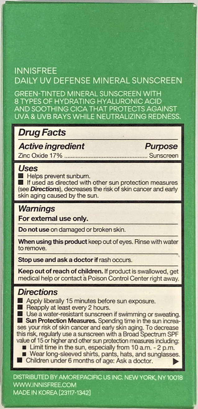 Innisfree Daily UV Defense Mineral Sunscreen SPF 45 - 1.69 oz NIB *EXP 03/2026*