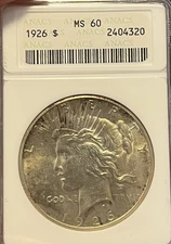 1926 Soapbox ANACS MS60 Peace Silver Dollar