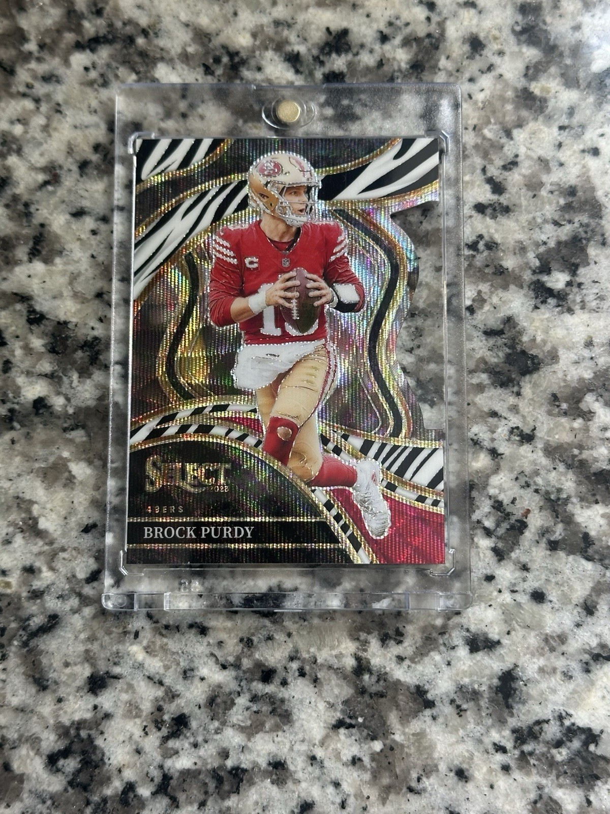 2023 Panini Select - Club Level Brock Purdy #293 Zebra Prizm Die-Cut