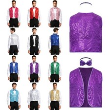 Men Hippie Clothes Clubwear Vest Rock Waistcoat Jacket Outfits Streetwear Set