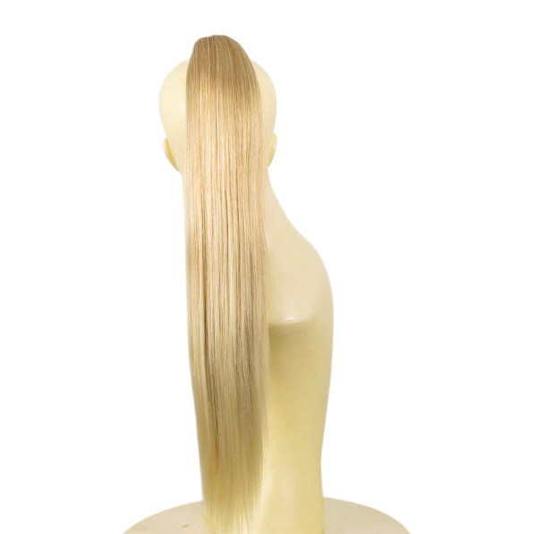 Postiche queue de cheval blond très clair 70cm lisse à fixation invisible - 3