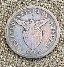 1903 US Philippines 10 Centavos Silver Coin