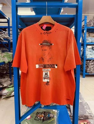 American Washed Character Print Paly Cotton Short Sleeve T-Shirt Casual Tee Top