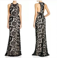 Alice + Olivia Adel Side Cutout Gown Floral Lace Black Sleeveless Formal XS