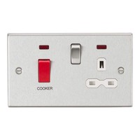 Knightsbridge CS83BCW Herdschalter & Steckdose 45A/13A DP Chrom Weiß Neonanzeige