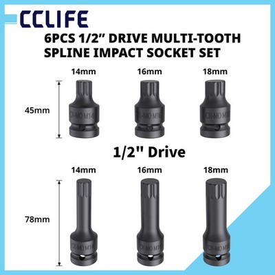 Spline Impact Stecknuss Satz 6 tlg 1 2 Zoll Antrieb Schlagschrauber