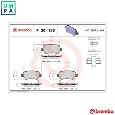 BRAKE PAD SET DISC BRAKE P 30 120 FOR KIA CEE'D/Sportswagon/PRO G3LC 1.0L 3cyl