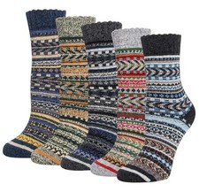 5 Pairs Wool Socks for Women - One Size Blue Green Black Dark Grey Light Grey