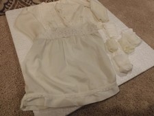 VINTAGE WHITE BUTTON SWEATER SLIP SOCKS POLLY FLINDERS SLIP SIZE 1-2