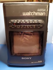 Sony Mega Watchman Portable FD-510 B W TV FM AM Radio Receiver Tested - WORKS