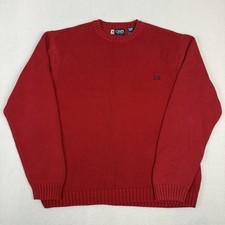 Vintage Chaps Men's XL Red 100 Cotton Crewneck Sweater Embroidered Crest Logo