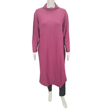Women with Control Midi Dress Petite 1X Plus Size Berry Tummy Control Mock Neck